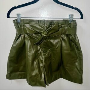 ZARA: Faux leather high waist paper bag shorts L